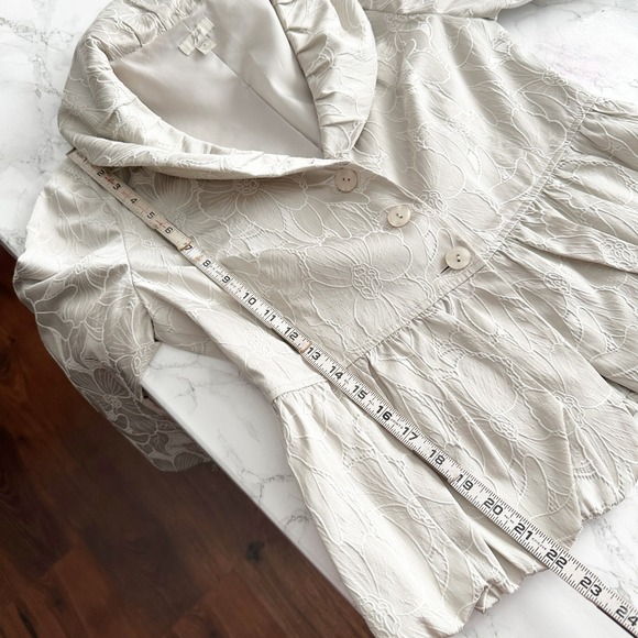 J. Jill Gray Silver Formal Floral Jacquard Ruffle Peplum Jacket Women's Size 6 - Picture 10 of 12